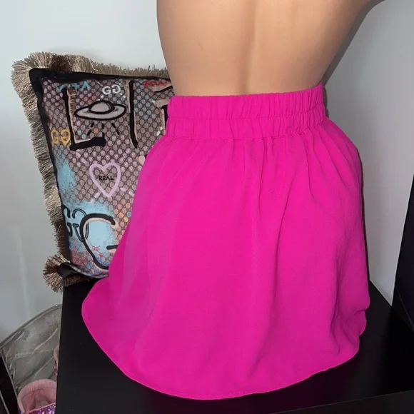 Dynamite skirt fuchsia pink gold zipper detail sexy cute neon flowy stretchy - Picture 3 of 6